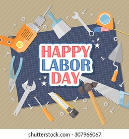 Happy Labor day american. Flat illustration