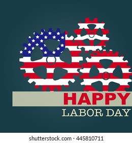 Happy Labor day american. text and gear. vector illustration