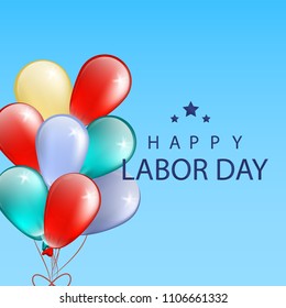 Happy Labor Day background with  colorful baloons. Vector Illustration