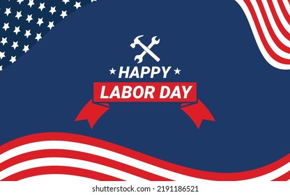 Happy Labor Day Background Design with American flags