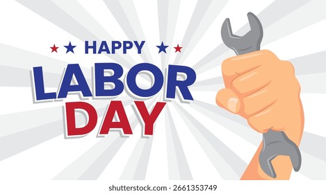 Happy Labour Day Hintergrund. Vektorgrafik des Protesthandsymbols