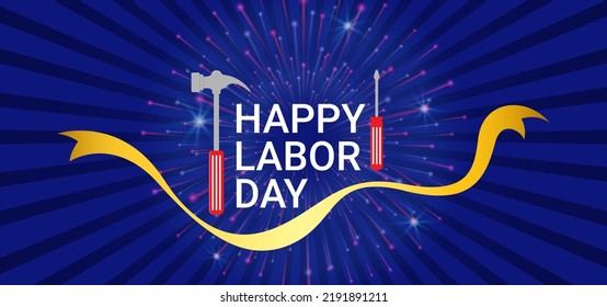 Happy labor day background template banner. Vector illustration