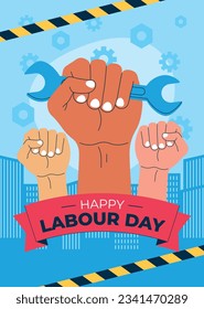 Happy Labor day. Labor Day background. USA Labor Day celebration. American Labor Day concept. September 4. Vector illustration. Design For Poster, Banner. Flyer, Greeting Card. construction tools.
