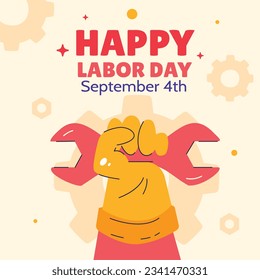 Happy Labor day. Labor Day background. USA Labor Day celebration. American Labor Day concept. September 4. Vector illustration. Design For Poster, Banner. Flyer, Greeting Card. construction tools.