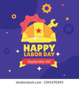 Happy Labor day. Labor Day background. USA Labor Day celebration. American Labor Day concept. September 4. Vector illustration. Design For Poster, Banner. Flyer, Greeting Card. construction tools.