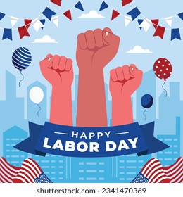 Happy Labor day. Labor Day background. USA Labor Day celebration. American Labor Day concept. September 4. Vector illustration. Design For Poster, Banner. Flyer, Greeting Card. construction tools.