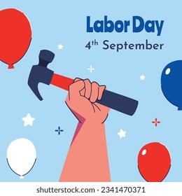 Happy Labor day. Labor Day background. USA Labor Day celebration. American Labor Day concept. September 4. Vector illustration. Design For Poster, Banner. Flyer, Greeting Card. construction tools.