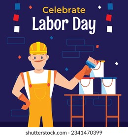 Happy Labor day. Labor Day background. USA Labor Day celebration. American Labor Day concept. September 4. Vector illustration. Design For Poster, Banner. Flyer, Greeting Card. construction tools.
