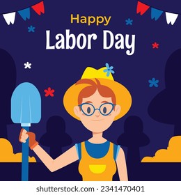 Happy Labor day. Labor Day background. USA Labor Day celebration. American Labor Day concept. September 4. Vector illustration. Design For Poster, Banner. Flyer, Greeting Card. construction tools.
