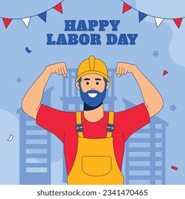 Happy Labor day. Labor Day background. USA Labor Day celebration. American Labor Day concept. September 4. Vector illustration. Design For Poster, Banner. Flyer, Greeting Card. construction tools.