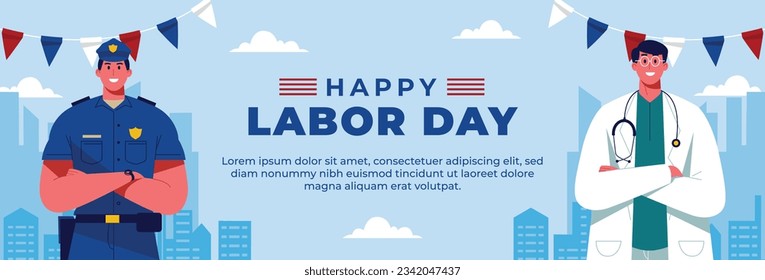 Happy Labor day. Labor Day background. USA Labor Day celebration. American Labor Day concept. September 4. Vector illustration. Design For Poster, Banner. Flyer, Greeting Card. construction tools.