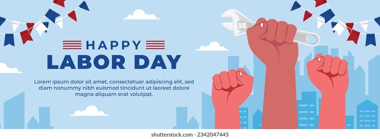 Happy Labor day. Labor Day background. USA Labor Day celebration. American Labor Day concept. September 4. Vector illustration. Design For Poster, Banner. Flyer, Greeting Card. construction tools.