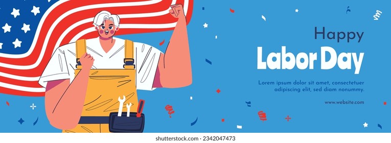 Happy Labor day. Labor Day background. USA Labor Day celebration. American Labor Day concept. September 4. Vector illustration. Design For Poster, Banner. Flyer, Greeting Card. construction tools.