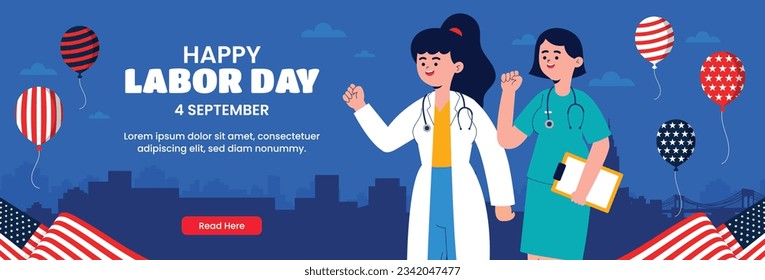 Happy Labor day. Labor Day background. USA Labor Day celebration. American Labor Day concept. September 4. Vector illustration. Design For Poster, Banner. Flyer, Greeting Card. construction tools.