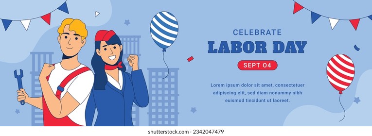 Happy Labor day. Labor Day background. USA Labor Day celebration. American Labor Day concept. September 4. Vector illustration. Design For Poster, Banner. Flyer, Greeting Card. construction tools.