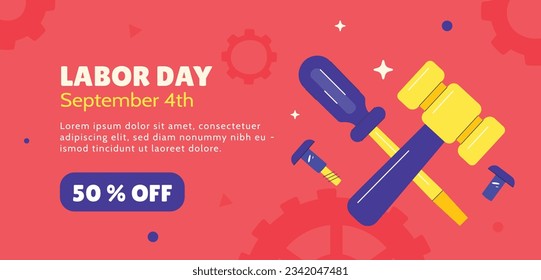 Happy Labor day. Labor Day background. USA Labor Day celebration. American Labor Day concept. September 4. Vector illustration. Design For Poster, Banner. Flyer, Greeting Card. construction tools.