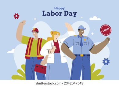 Happy Labor day. Labor Day background. USA Labor Day celebration. American Labor Day concept. September 4. Vector illustration. Design For Poster, Banner. Flyer, Greeting Card. construction tools.