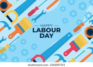 Happy Labor day. Labor Day background. USA Labor Day celebration. American Labor Day concept. September 4. Vector illustration. Design For Poster, Banner. Flyer, Greeting Card. construction tools.