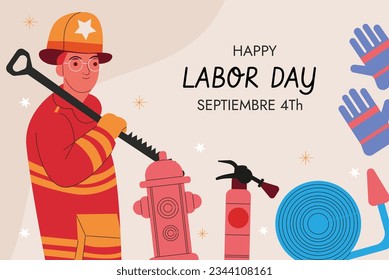 Happy Labor day. Labor Day background. USA Labor Day celebration. American Labor Day concept. September 4. Vector illustration. Design For Poster, Banner. Flyer, Greeting Card. construction tools.