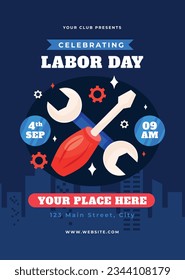 Happy Labor day. Labor Day background. USA Labor Day celebration. American Labor Day concept. September 4. Vector illustration. Design For Poster, Banner. Flyer, Greeting Card. construction tools.