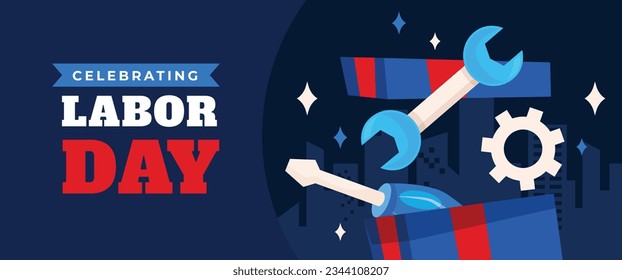 Happy Labor day. Labor Day background. USA Labor Day celebration. American Labor Day concept. September 4. Vector illustration. Design For Poster, Banner. Flyer, Greeting Card. construction tools.