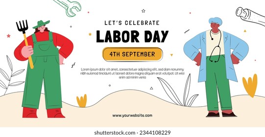 Happy Labor day. Labor Day background. USA Labor Day celebration. American Labor Day concept. September 4. Vector illustration. Design For Poster, Banner. Flyer, Greeting Card. construction tools.