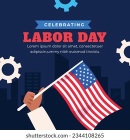 Happy Labor day. Labor Day background. USA Labor Day celebration. American Labor Day concept. September 4. Vector illustration. Design For Poster, Banner. Flyer, Greeting Card. construction tools.