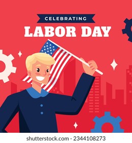 Happy Labor day. Labor Day background. USA Labor Day celebration. American Labor Day concept. September 4. Vector illustration. Design For Poster, Banner. Flyer, Greeting Card. construction tools.