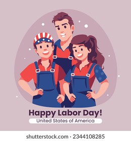 Happy Labor day. Labor Day background. USA Labor Day celebration. American Labor Day concept. September 4. Vector illustration. Design For Poster, Banner. Flyer, Greeting Card. construction tools.
