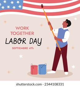 Happy Labor day. Labor Day background. USA Labor Day celebration. American Labor Day concept. September 4. Vector illustration. Design For Poster, Banner. Flyer, Greeting Card. construction tools.