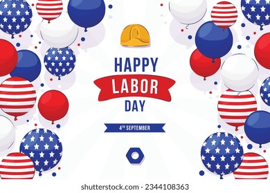 Happy Labor day. Labor Day background. USA Labor Day celebration. American Labor Day concept. September 4. Vector illustration. Design For Poster, Banner. Flyer, Greeting Card. construction tools.