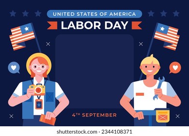 Happy Labor day. Labor Day background. USA Labor Day celebration. American Labor Day concept. September 4. Vector illustration. Design For Poster, Banner. Flyer, Greeting Card. construction tools.