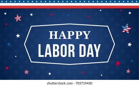 Happy Labor day background vector illustration, Falling stars on blue star pattern background.