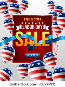 Happy Labor Day with balloons template.American labor day Brochures,Poster or Banner.Vector illustration.