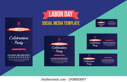 Happy Labor day banner background design. Happy Labor Day Holiday Vector Text for social media, greeting cards, posters, flyers, marketing, advertisement, web, banner design set 