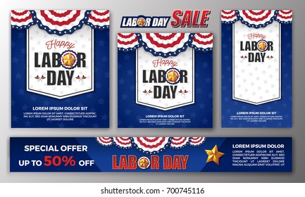 Happy Labor day banner background design. Vector illustration