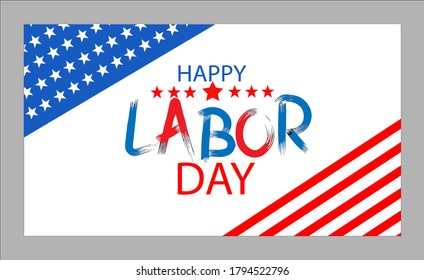happy labor day banner or card  with american flag background
