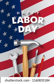 Happy Labor Day. Banner design template. A4 size. Vector illustration