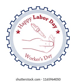 Happy Labor Day banner. Design template. Worker's day vector illustration. Vector Happy Labor Day card. National american holiday illustration USA flag color. Festive poster banner hand tool lettering