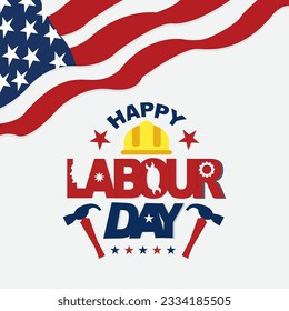 Happy Labor Day banner. Design template. American flag Vector illustration
