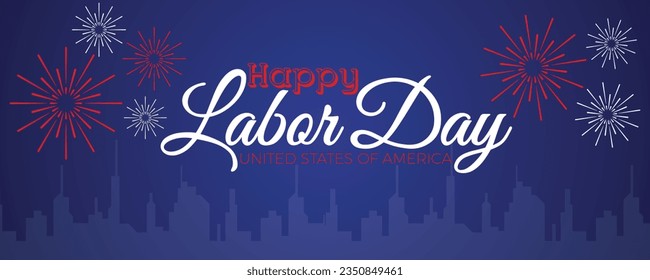 Happy Labor Day Banner Design with USA flag Color Vibe