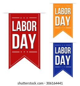 Happy Labor day banner design set over a white background, vector illustration