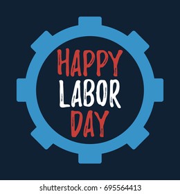 Happy Labor Day banner and giftcard. Labor Day Poster Sign on Blue Background. Vector Illustration.