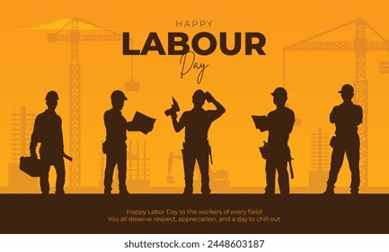 Happy Labor Day Banner und Grußkarte. Internationale Feier zum Tag der Arbeit. 1. Mai - Vektorillustration zum Tag der Arbeit