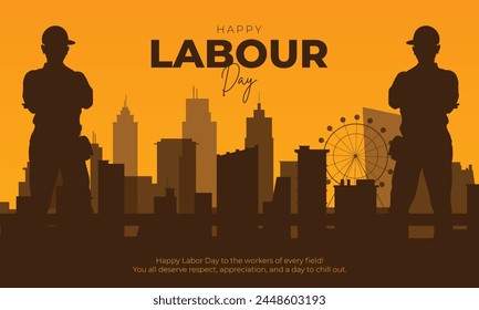 Happy Labor Day Banner und Grußkarte. Internationale Feier zum Tag der Arbeit. 1. Mai - Vektorillustration zum Tag der Arbeit