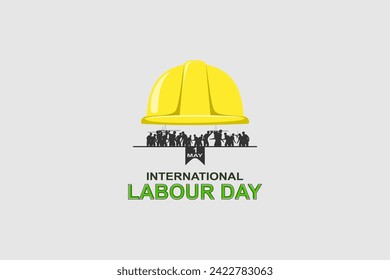 Happy Labor Day banner with hat image building project design template. Vector illustration