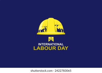 Happy Labor Day banner with hat image building project design template. Vector illustration