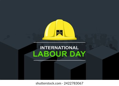 Happy Labor Day banner with hat image building project design template. Vector illustration