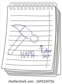 Happy Labor Day banner on notebook background. Design template. Vector illustration. a national holiday.