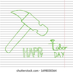Happy Labor Day banner on copybook background. Design template. Vector illustration. a national holiday.